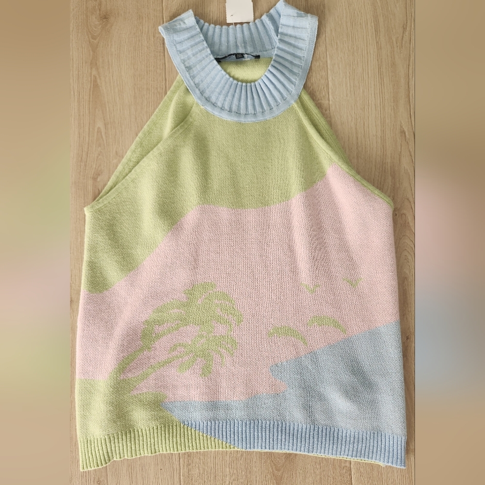 Palm Tree Halter Sweater
